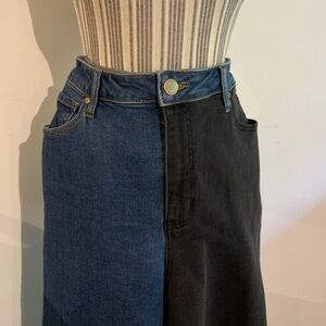 Eloquii plus size 16 black & jean split wide leg jeans.